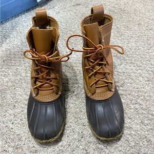 Women Brown and Black Duck Boots